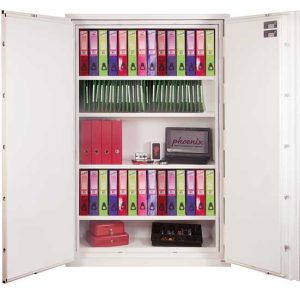 Phoenix Fire Commander Pro FS1923 Size 3 S2 Security Fire Safe with Key Lock or Electronic Lock. With both doors open.