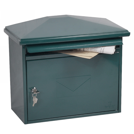 Phoenix Libro Front Loading Letter Box MB0115K in Black, Green or White with Key Lock