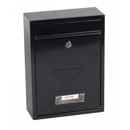 Phoenix Letra Front Loading Letter Box MB0116KB in Black or White with Key Lock - Black