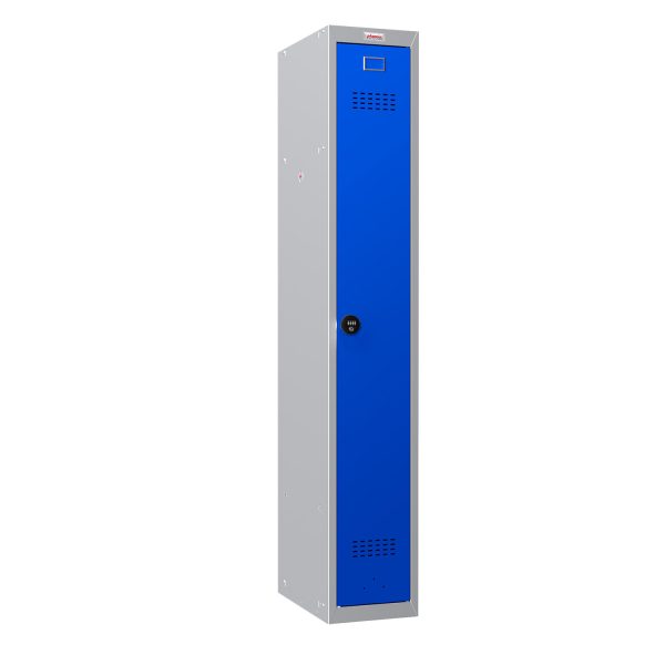 Phoenix PL Series PL1130G 1 Column 1 Door Personal Locker Grey Body with Red / Grey Blue Door with Key / Combination or Electronic Lock