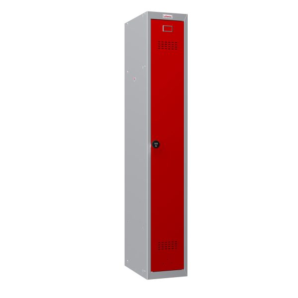 Phoenix PL Series PL1130G 1 Column 1 Door Personal Locker Grey Body with Red / Grey Blue Door with Key / Combination or Electronic Lock