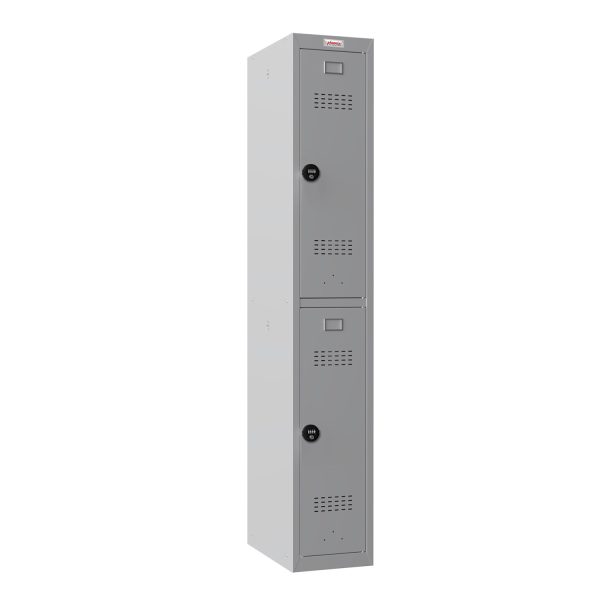 Phoenix PL 300D Series PL1233GGK 1 Column 2 Door Personal locker in Grey with Key / Combination / Electronic Lock