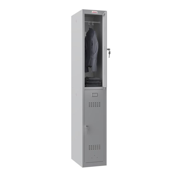 Phoenix PL 300D Series PL1233GGK 1 Column 2 Door Personal locker in Grey with Key / Combination / Electronic Lock