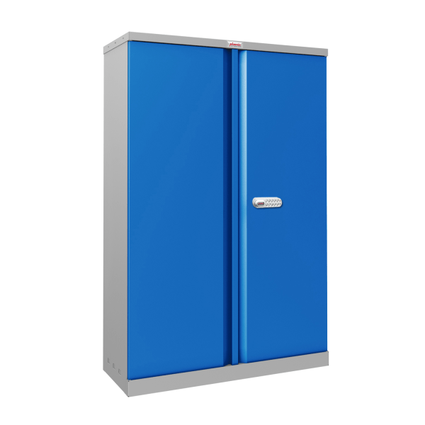 Phoenix SCL Series SCL1491G 2 Door 3 Shelf Steel Storage Cupboard Grey Body & Red, Blue or Grey Doors with Key or Electronic Lock