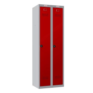 Phoenix PL Series PL2160G 2 Column 2 Door Personal Locker Combo Grey Body with Red, Grey or Blue Door