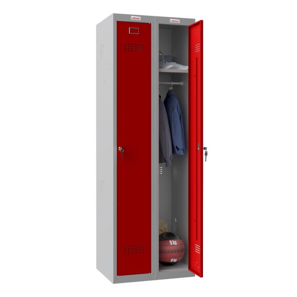 Phoenix PL Series PL2160G 2 Column 2 Door Personal Locker Combo Grey Body with Red, Grey or Blue Doors with key Locks