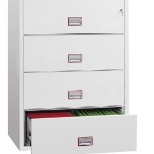 Phoenix World Class Lateral Fire File FS2414 4 Drawer Filing Cabinet with Key Lock, Electronic Lock