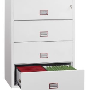 Phoenix World Class Lateral Fire File FS2414 4 Drawer Filing Cabinet with Key Lock, Electronic Lock or Fingerprint Lock