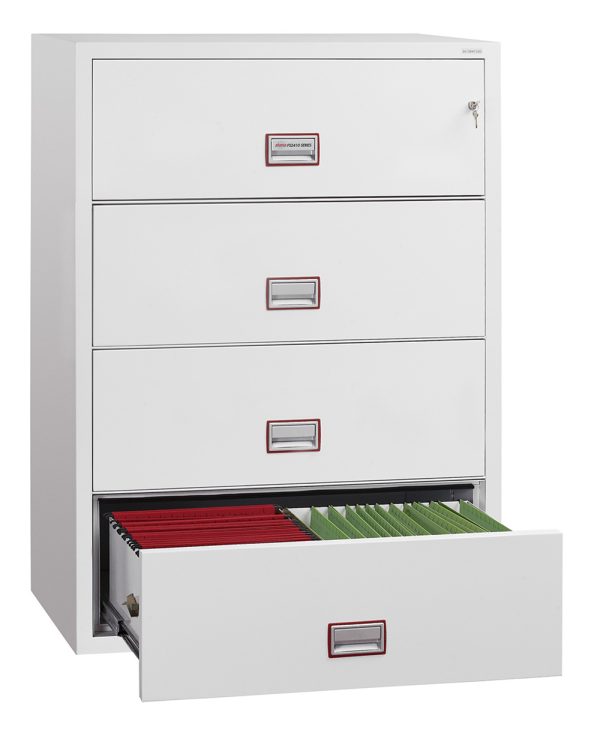 Phoenix World Class Lateral Fire File FS2414 4 Drawer Filing Cabinet with Key Lock, Electronic Lock or Fingerprint Lock