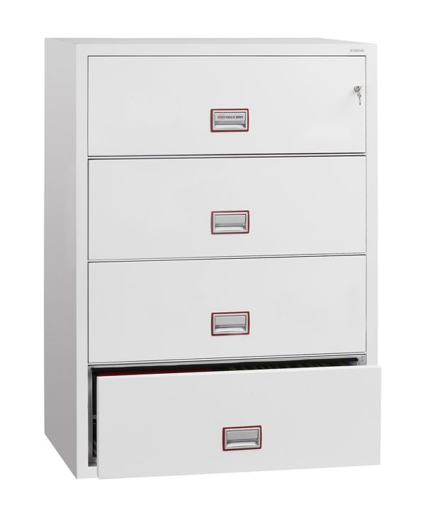 Phoenix World Class Lateral Fire File FS2414 4 Drawer Filing Cabinet with Key Lock, Electronic Lock