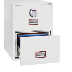 Phoenix World Class Vertical Fire File FS2252K 2 Drawer Filing Cabinet with Key / Fingerprint Lock