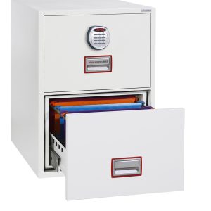 Phoenix World Class Vertical Fire File FS2252K 2 Drawer Filing Cabinet with Key / Fingerprint Lock