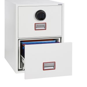 Phoenix World Class Vertical Fire File FS2252K 2 Drawer Filing Cabinet with Key, Electronic or Fingerprint Lock