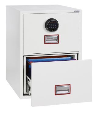 Phoenix World Class Vertical Fire File FS2252K 2 Drawer Filing Cabinet with Key, Electronic or Fingerprint Lock