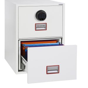 Phoenix World Class Vertical Fire File FS2252K 2 Drawer Filing Cabinet with Key / Fingerprint Lock