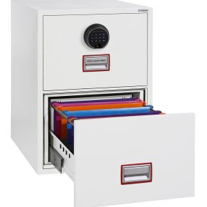 Phoenix World Class Vertical Fire File FS2252K 2 Drawer Filing Cabinet with Key / Fingerprint Lock