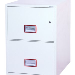 Phoenix World Class Vertical Fire File FS2252K 2 Drawer Filing Cabinet with Key / Fingerprint Lock