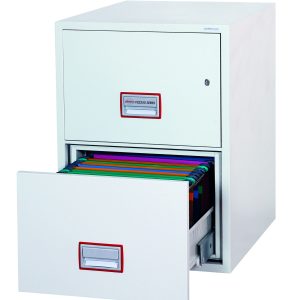 Phoenix World Class Vertical Fire File FS2252K 2 Drawer Filing Cabinet with Key / Fingerprint Lock