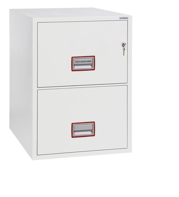 Phoenix World Class Vertical Fire File FS2252K 2 Drawer Filing Cabinet with Key / Fingerprint Lock