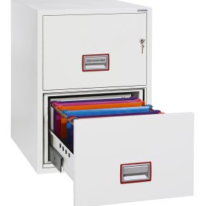 Phoenix World Class Vertical Fire File FS2252K 2 Drawer Filing Cabinet with Key / Fingerprint Lock