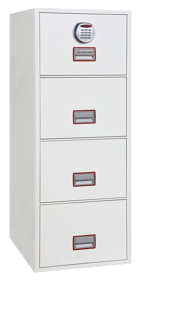 Phoenix World Class Vertical Fire File FS2254 4 Drawer Filing Cabinet with Key / Electronic or Fingerprint Lock - Electronic lock