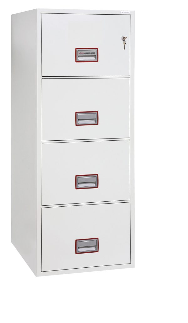 Phoenix World Class Vertical Fire File FS2254 4 Drawer Filing Cabinet with Key / Electronic or Fingerprint Lock - Electronic lock