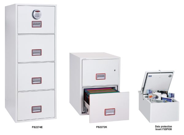 Phoenix World Class Vertical Fire File FS2252K 2 Drawer Filing Cabinet with Key / Fingerprint Lock