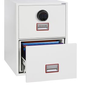 Phoenix World Class Vertical Fire File FS2272 2 Drawer Filing Cabinet with Key, Electronic or Fingerprint Lock - Fingerprint lock