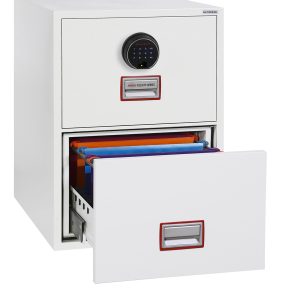 Phoenix World Class Vertical Fire File FS2272 2 Drawer Filing Cabinet with Key, Electronic or Fingerprint Lock - Fingerprint lock