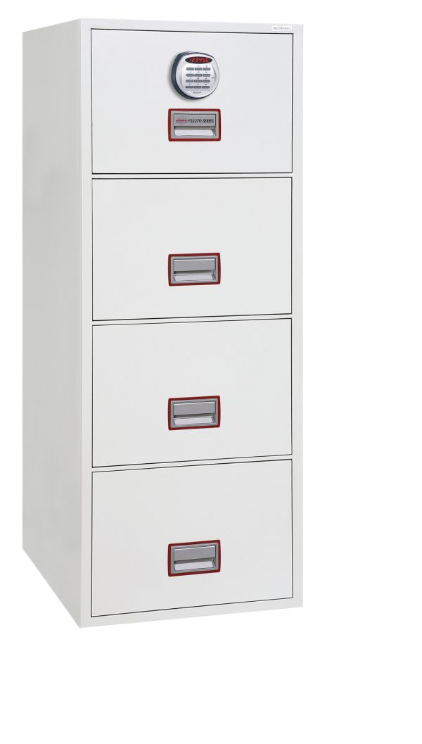 Phoenix World Class Vertical Fire File FS2252K 2 Drawer Filing Cabinet with Key / Fingerprint Lock