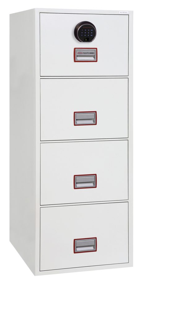 Phoenix World Class Vertical Fire File FS2274 4 Drawer Filing Cabinet with Key Lock - Fingerprint lock