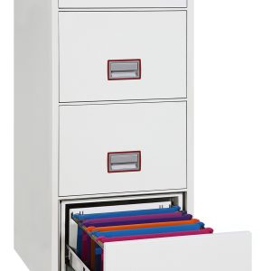 Phoenix World Class Vertical Fire File FS2274 4 Drawer Filing Cabinet with Key Lock - Fingerprint lock