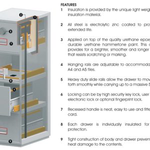 Phoenix World Class Vertical Fire File FS2274 4 Drawer Filing Cabinet with Key Lock - Keylock