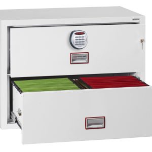 Phoenix World Class Lateral Fire File FS2412 2 Drawer Filing Cabinet with Key, Electronic or Fingerprint Lock - Electronic lock